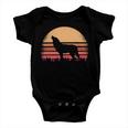 Moon Sunset Retro Howling At 80S Vintage Wolf Halloween S Baby Onesie