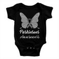 Parkinsons Awareness Butterfly Grey Ribbon Parkinsons Parkinsons Awareness Baby Onesie