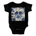 Pattern Watercolor Flower Navy Blue Baby Onesie