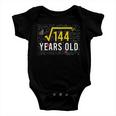 Square Root Of 144 12 Years Old 12Th Birthday Math Lovers Baby Onesie