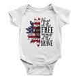 4Th Of July Sunflower Home Of The Free Because Of The Brave Baby Onesie