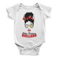 Baseball Busy Raising Ballers Momlife Mom Messy Bun Afro Mom Mothers Day Baby Onesie