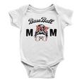 Bleached Baseball Mom Messy Bun Player Mom Mothers Day Baby Onesie