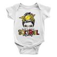 Softball Mom Leopard Mom Messy Hair Bun Mothers Day Baby Onesie