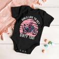 Girls Like To Get Dirty Too Funny Girl Motocross Gift Girl Motorcycle Lover Vintage Baby Onesie