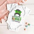 One Lucky Grammy St Patricks Day Messy Bun Mom Irish Baby Onesie