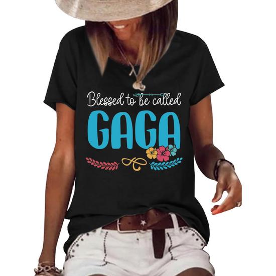 Womens Blessed To Be Called Gaga Colorful Gifts-Grandma Tee Womens Blessed To Be Called Gaga Colorful Gifts-Grandma Tee