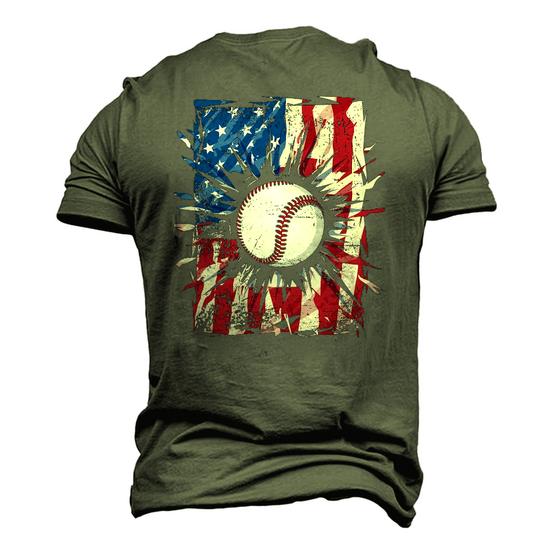 Vintage Baseball 4Th Of July Men Usa American Flag Boys Men's 3D T